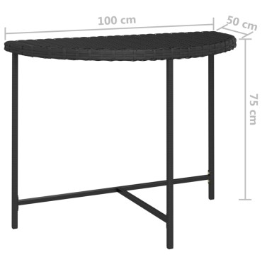 vidaXL Τραπέζι Κήπου Μαύρο 100x50x75cm από Συνθετικό Ρατάν 1 τεμ.