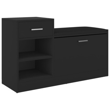 vidaXL Παπουτσοθήκη Μαύρη 94,5x31x57cm από Επεξ. Ξύλο