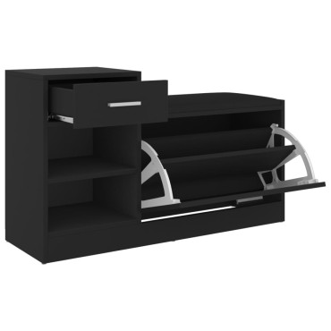 vidaXL Παπουτσοθήκη Μαύρη 94,5x31x57cm από Επεξ. Ξύλο