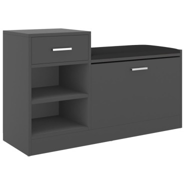 vidaXL Παπουτσοθήκη Γκρι 94,5x31x57cm από Επεξ. Ξύλο