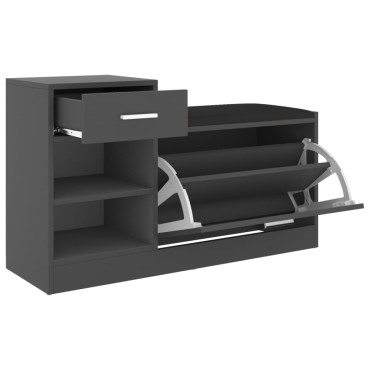 vidaXL Παπουτσοθήκη Γκρι 94,5x31x57cm από Επεξ. Ξύλο