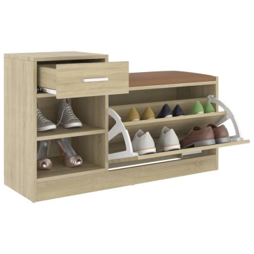 vidaXL Παπουτσοθήκη Καπνιστή Δρυς 94,5x31x57cm από Επεξ. Ξύλο