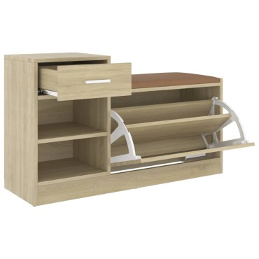 vidaXL Παπουτσοθήκη Καπνιστή Δρυς 94,5x31x57cm από Επεξ. Ξύλο