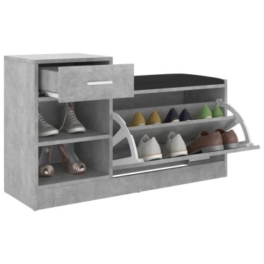 vidaXL Παπουτσοθήκη Γκρι Σκυροδέμ. 94,5x31x57cm από Επεξ. Ξύλο