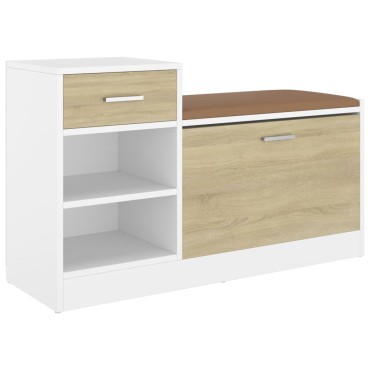 vidaXL Παπουτσοθήκη Λευκή/Sonoma Δρυς 94,5x31x57cm Επεξ. Ξύλο