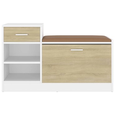 vidaXL Παπουτσοθήκη Λευκή/Sonoma Δρυς 94,5x31x57cm Επεξ. Ξύλο