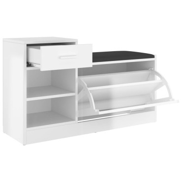 vidaXL Παπουτσοθήκη Γυαλ. Λευκή 94,5x31x57cm από Επεξ. Ξύλο