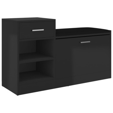 vidaXL Παπουτσοθήκη Γυαλ. Μαύρη 94,5x31x57cm από Επεξ. Ξύλο