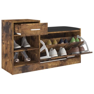 vidaXL Παπουτσοθήκη Καπνιστή Δρυς 94,5x31x57cm από Επεξ. Ξύλο