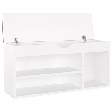 vidaXL Παπουτσοθήκη Λευκή 104x30x49cm Επεξ. Ξύλο με Μαξιλάρι