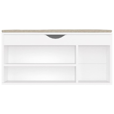 vidaXL Παπουτσοθήκη Λευκή 104x30x49cm Επεξ. Ξύλο με Μαξιλάρι