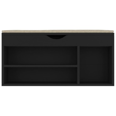 vidaXL Παπουτσοθήκη Μαύρη 104x30x49cm Επεξ. Ξύλο με Μαξιλάρι