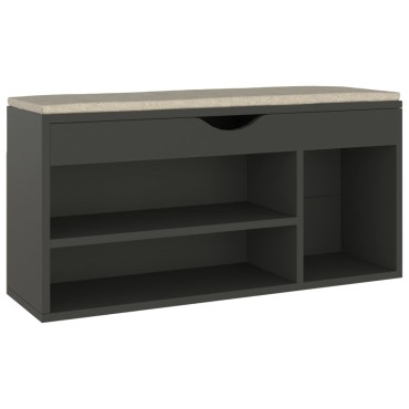 vidaXL Παπουτσοθήκη Γκρι 104x30x49cm Επεξ. Ξύλο με Μαξιλάρι