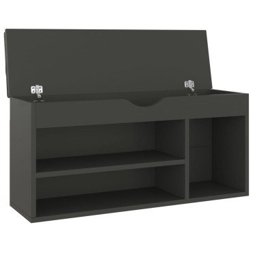 vidaXL Παπουτσοθήκη Γκρι 104x30x49cm Επεξ. Ξύλο με Μαξιλάρι