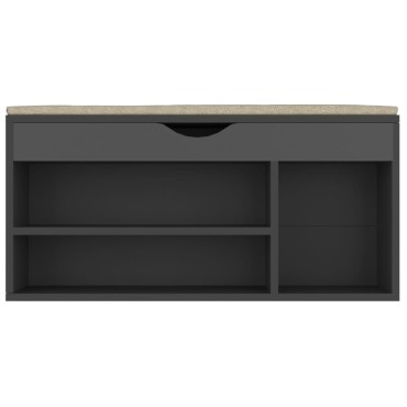 vidaXL Παπουτσοθήκη Γκρι 104x30x49cm Επεξ. Ξύλο με Μαξιλάρι