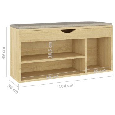 vidaXL Παπουτσοθήκη Sonoma Δρυς 104x30x49cm Επεξεργασμένο Ξύλο