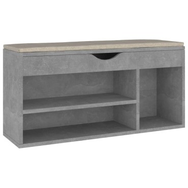 vidaXL Παπουτσοθήκη Γκρι Σκυρ. 104x30x49cm Επεξ. Ξύλο Μαξιλάρι