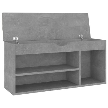 vidaXL Παπουτσοθήκη Γκρι Σκυρ. 104x30x49cm Επεξ. Ξύλο Μαξιλάρι