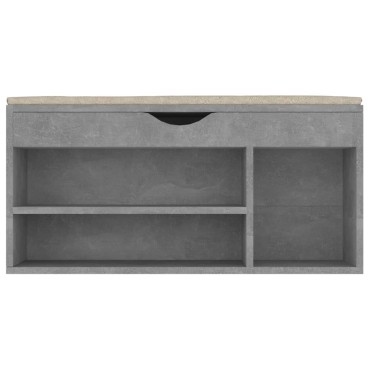 vidaXL Παπουτσοθήκη Γκρι Σκυρ. 104x30x49cm Επεξ. Ξύλο Μαξιλάρι