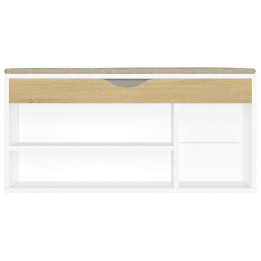 vidaXL Παπουτσοθήκη Λευκή/Sonoma Δρυς 104x30x49εκΕπεξ. Ξύλο & Μαξιλάρι 104x30x49cm