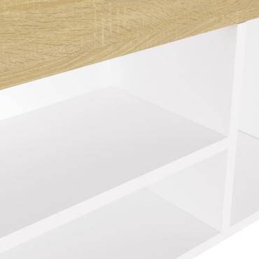 vidaXL Παπουτσοθήκη Λευκή/Sonoma Δρυς 104x30x49εκΕπεξ. Ξύλο & Μαξιλάρι 104x30x49cm