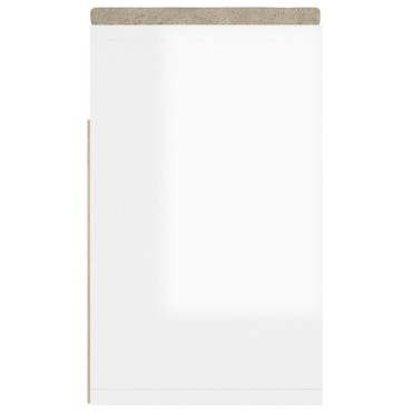 vidaXL Παπουτσοθήκη Γυαλ. Λευκή 104x30x49cm Επεξ. Ξύλο με Μαξιλάρι