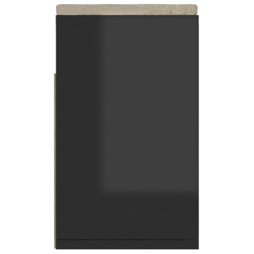 vidaXL Παπουτσοθήκη Γυαλ. Μαύρη 104x30x49cm Επεξ. Ξύλο με Μαξιλάρι