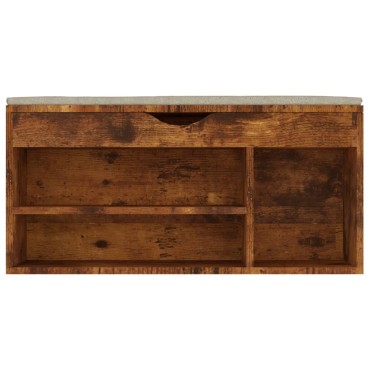 vidaXL Παπουτσοθήκη Καπνιστή Δρυς 104x30x49cm Επεξ. Ξύλο Μαξιλάρι