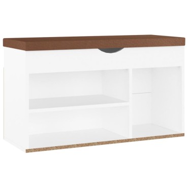 vidaXL Παπουτσοθήκη Λευκή 80x30x47cm Επεξ. Ξύλο με Μαξιλάρι