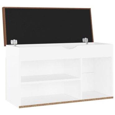 vidaXL Παπουτσοθήκη Λευκή 80x30x47cm Επεξ. Ξύλο με Μαξιλάρι