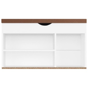 vidaXL Παπουτσοθήκη Λευκή 80x30x47cm Επεξ. Ξύλο με Μαξιλάρι