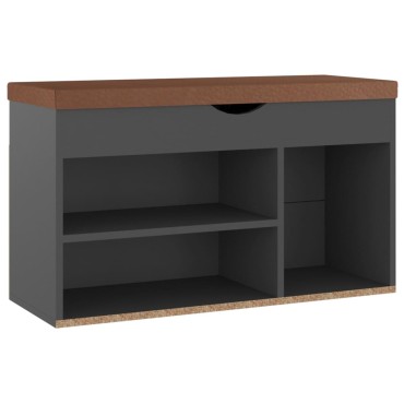 vidaXL Παπουτσοθήκη Γκρι 80x30x47cm Επεξ. Ξύλο με Μαξιλάρι