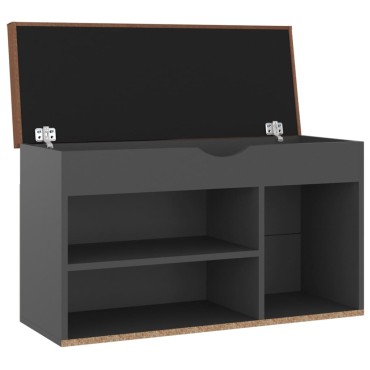 vidaXL Παπουτσοθήκη Γκρι 80x30x47cm Επεξ. Ξύλο με Μαξιλάρι