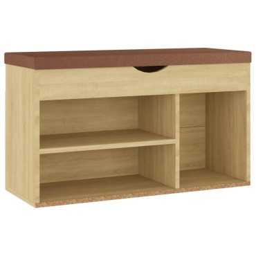 vidaXL Παπουτσοθήκη Sonoma Δρυς 80x30x47cm Επεξ. Ξύλο με Μαξιλάρι