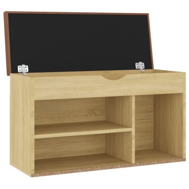 vidaXL Παπουτσοθήκη Sonoma Δρυς 80x30x47cm Επεξ. Ξύλο με Μαξιλάρι