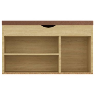 vidaXL Παπουτσοθήκη Sonoma Δρυς 80x30x47cm Επεξ. Ξύλο με Μαξιλάρι