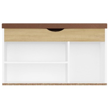 vidaXL Παπουτσοθήκη Λευκή/Sonoma Δρυς 80x30x47cm Επεξ. Ξύλο+ Μαξιλάρι