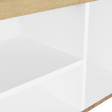 vidaXL Παπουτσοθήκη Λευκή/Sonoma Δρυς 80x30x47cm Επεξ. Ξύλο+ Μαξιλάρι