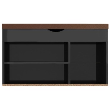 vidaXL Παπουτσοθήκη Γυαλ. Μαύρο 80x30x47cm Επεξ. Ξύλο με Μαξιλάρι
