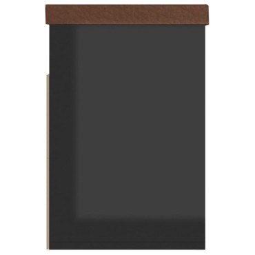 vidaXL Παπουτσοθήκη Γυαλ. Μαύρο 80x30x47cm Επεξ. Ξύλο με Μαξιλάρι