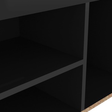 vidaXL Παπουτσοθήκη Γυαλ. Μαύρο 80x30x47cm Επεξ. Ξύλο με Μαξιλάρι