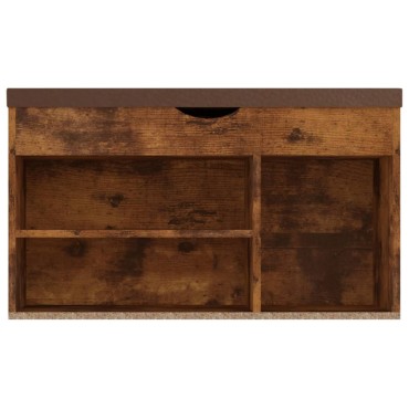 vidaXL Παπουτσοθήκη Καπνιστή Δρυς 80x30x47cm Επεξ. Ξύλο με Μαξιλάρι
