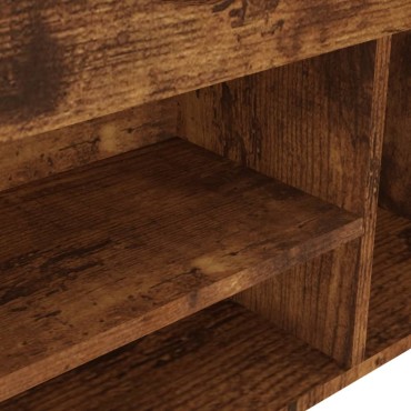 vidaXL Παπουτσοθήκη Καπνιστή Δρυς 80x30x47cm Επεξ. Ξύλο με Μαξιλάρι