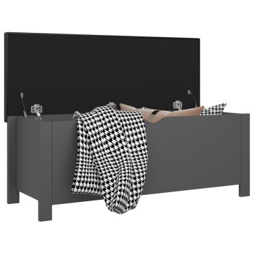 vidaXL Κουτί Αποθήκευσης Γκρι 105x40x45cm Επεξ. Ξύλο με Μαξιλάρι 1 τεμ.