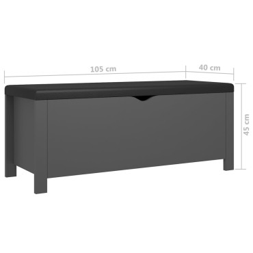 vidaXL Κουτί Αποθήκευσης Γκρι 105x40x45cm Επεξ. Ξύλο με Μαξιλάρι 1 τεμ.