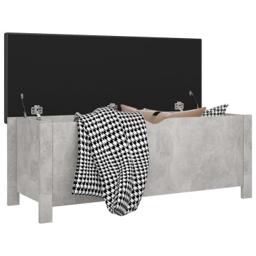 vidaXL Κουτί Αποθήκευσης Γκρι Σκ. 105x40x45cm Επεξ. Ξύλο με Μαξιλάρι 1 τεμ.