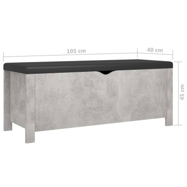 vidaXL Κουτί Αποθήκευσης Γκρι Σκ. 105x40x45cm Επεξ. Ξύλο με Μαξιλάρι 1 τεμ.
