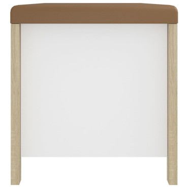 vidaXL Κουτί Αποθήκευσης Λευκό/Son. Δρυς 105x40x45cm Μοριοσ. &Μαξιλάρι 1 τεμ.