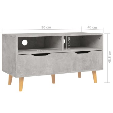 vidaXL Έπιπλο Τηλεόρασης Γκρι Σκυρ. 90x40x48,5cm Επεξεργασμένο Ξύλο