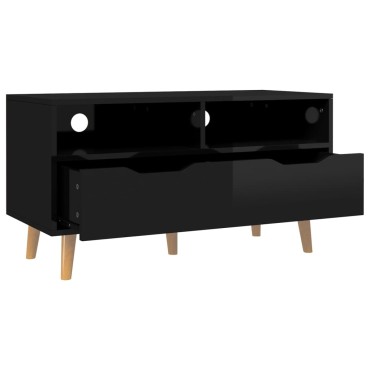 vidaXL Έπιπλο Τηλεόρασης Γυαλ. Μαύρο 90x40x48,5cm Επεξεργασμένο Ξύλο